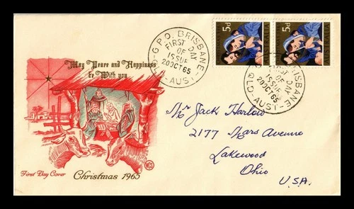Dr Jim Stamps Australia Christmas 1965 Pair First Day Issue Cachet Cover