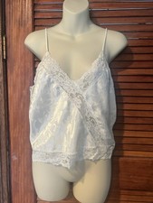 Vintage 1970 Babydoll Satin Lace Camisole Top Ivory Feminine Dainty Fairy Medium