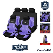 Purple Car Seat Covers Full Set 3d Tyre Embossed Front Bucket Split Rear B...