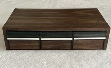 Vintage 3 Drawer 1980's Audio Cassette Tape Storage Holder Organizer Faux Wood