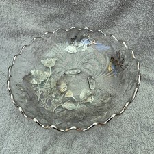 Large Vintage Silver Overlay Footed Centerpiece Dish/Fruit Bowl