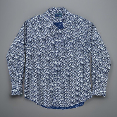 Charleston Threads Men s Nautical L/S Button Up Collared Shirt Size L Blue AOP