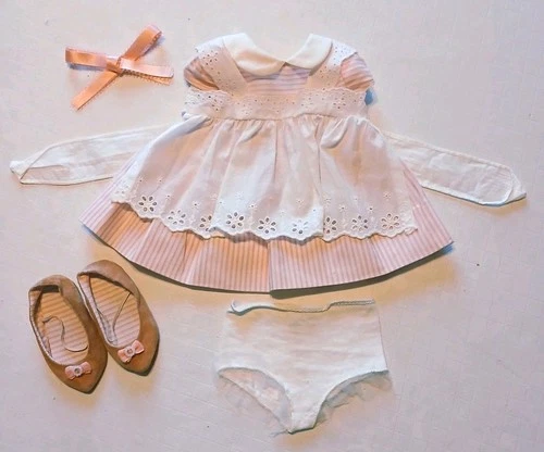 Mattel 1960’s Chatty Cathy Pink Peppermint Dress Outfit With Shoes