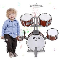 Kids Drum Set, Upgraded Plastic Rock Jazz Drum Kit for Toddler 3 Years Old