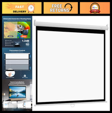72" Manual Pull Down Projector Screen, 4:3 HD 1080P Wall Mounted, Portable Home