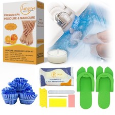 6-Step Deluxe Pedicure Set w/ Massage Candle  Disposable Kit, Liner, Slippers