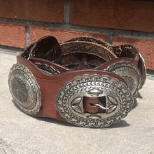Vintage Ralph Lauren Heavy Leather Western Concho Belt Women's size Medium