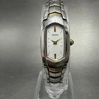 Seiko Watch Women 14mm Silver Dial Two Tone Rectangle 2e20-0at0 New Battery JUHO