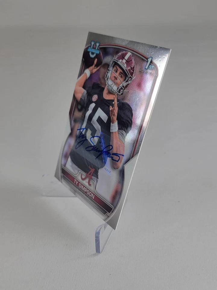 Bowman Chrome U Ty Simpson 2022 1st Bowman novato automático Alabama QB novato Foto 2 de 4