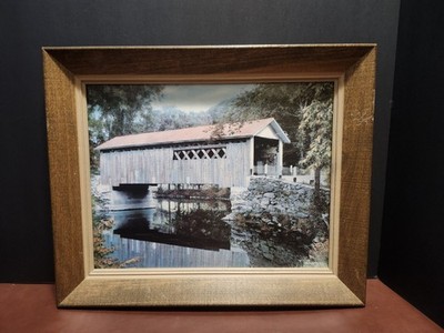 Montgomery The Old Covered Bridge Framed Print Realism Landscape Covered Bridge