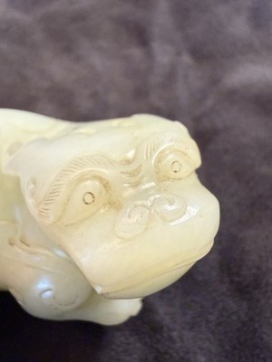 Natural Hetian Jade Pixiu Sculpture Hand Carved White 天然和田玉
