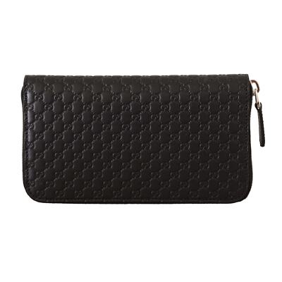 NEW Gucci Embossed Leather Zip Around Micro GG Logo Wallet