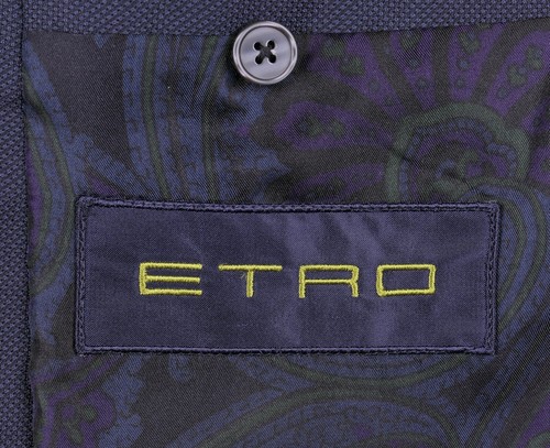 ETRO Hecho en Italia Azul Cabeza de Uñas Tejido Lana Seda 2 piezas Traje Chaqueta Pantalones 42 R - Imagen 7 de 12