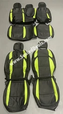 Custom Leather Seat Covers in Black & Screaming Green for Jeep Wrangler JL JLU