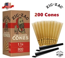 Zig-Zag® Unbleached Paper Cones 1 1/4 Size 200 Pack & Free  2 Tubes