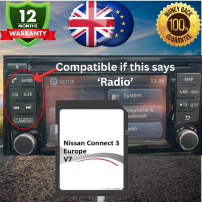 Connect 3 Navigation SD Card GPS UK + Europe v7 JUKE NAVARA NOTE QASHQAI XTRAIL