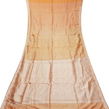 Namaste Vintage Orange Sarees 100 Pure Silk Woven Indian Sari 5YD Craft Fabric