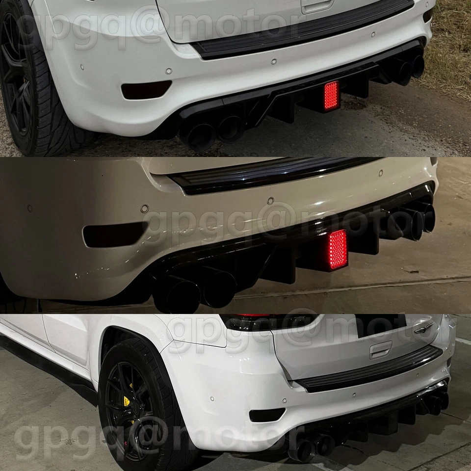 For Grand Cherokee SRT Trackhawk W/ Quad Exhaust Tips Matte Rear Bumper Diffuser - Image 2 of 4