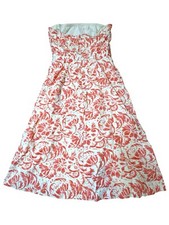 J.Crew Strapless A-Line Floral Print Lined Midi Dress Coral/Cream Colored Size 4