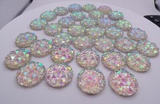 50 Pieces -  16 MM - Crystal AB Multi-Facets Flat Back Round Resin Rhinestones
