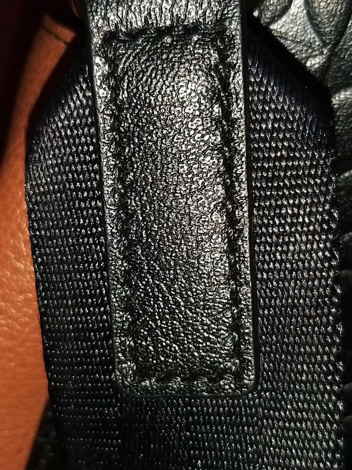 Orla Kiely Flower Stem Black Leather + Toffee Embossed Bag B43