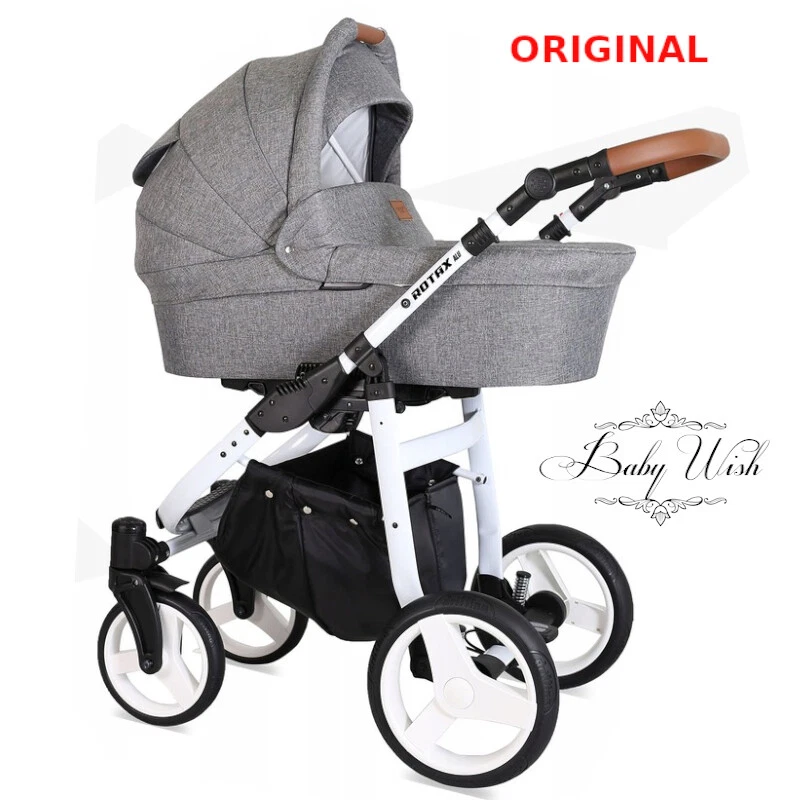KUNERT ROTAX WHITE FRAME PRAM 2in1 3in1 CARRYCOT + PUSHCHAIR + CAR SEAT + ISOFIX