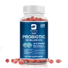 Probiotics Digestive Enzymes 100 Billion CFU Potency Immune Health 120 Capsules