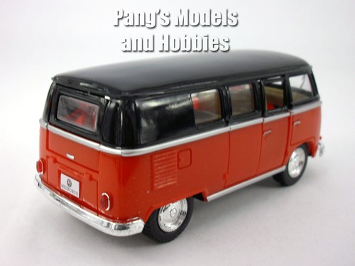 VW T1 (Type 2) Bus 1/32 Scale Diecast & Plastic Model by Kinsmart - Black - Red - Picture 4 of 5