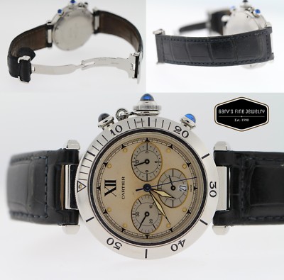 Cartier de Pasha 38mm Quartz Water Resistant Unisex Brown Crocodile Band Watch