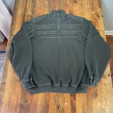 St Croix Sweater Mens Large Brown Pullover 1/4 Zip Knit Casual Made in USA READ