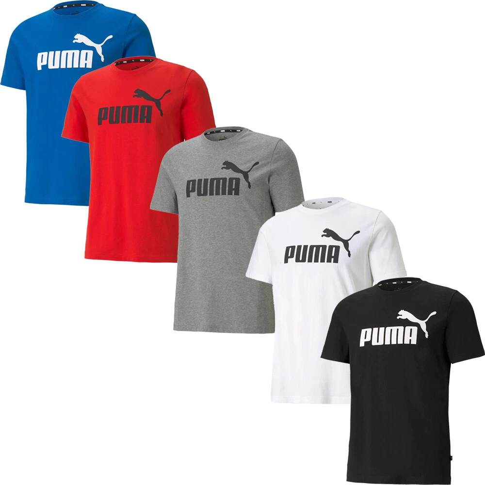 Puma Mens Cotton T-Shirt Casual T Shirt Essential Logo Shirt Sleeve Tops | eBay