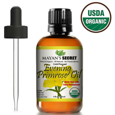 Evening Primrose Oil 4 oz. Cold Pressed 100% USDA CERTIFIED ORGANIC Unrefined