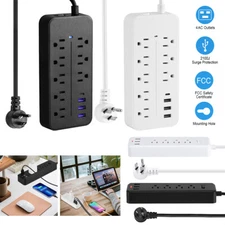 Multi Outlet Wall Mountable USB Surge Protector Power Strip with USB Ports Plugs