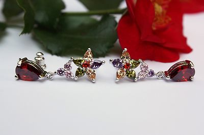 Boucles D'oreilles Créoles Zircone – Pendantes, Pour Femme, Neuf Sans Emballage