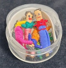 Guatemalan Set of 6 Little Tiny Handmade Worry Dolls w/case Miniature