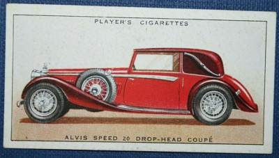 ALVIS SPEED 20  Drop Head Coupe   Vintage 1936 Illustrated Card  EE17MS