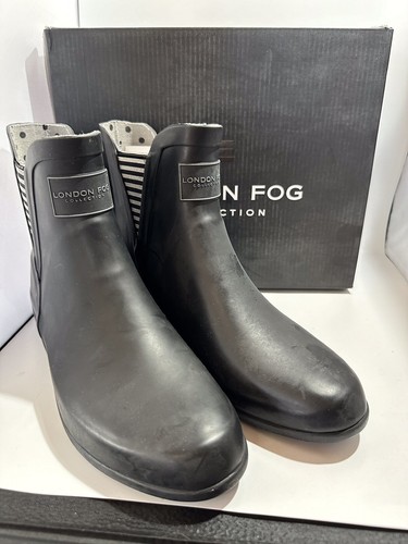 London Fog Rain Boots Ankle Boots Style Picadilly Black Women's Size 9M
