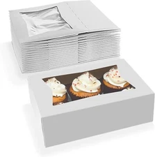 MT Products White Cupcake Boxes - 8" x 5.8" x 2.5" Bakery Box - Pack of 200