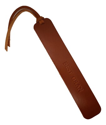 Leather Bookmark ''BEST GRAN'' Smooth Tan Vegetable Tanned Leather Handmade UK