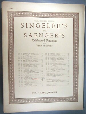 IL Trovatore Sheet Music - Singelee's and Saenger's Celebrated Fantasias (1924)