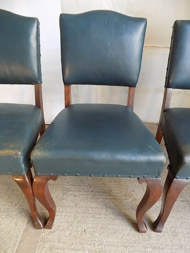 4,blue,leather,large,mahogany,dining chairs,cabriole legs,office chairs,chair - Picture 2 of 12