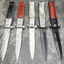 9" Italian Milano Stiletto Tactical Spring Assisted Open Folding Pocket Knife