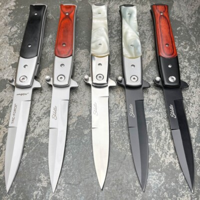 #ad 9quot; Italian Milano Stiletto Tactical Spring Assisted Open Folding Pocket Knife $15.95