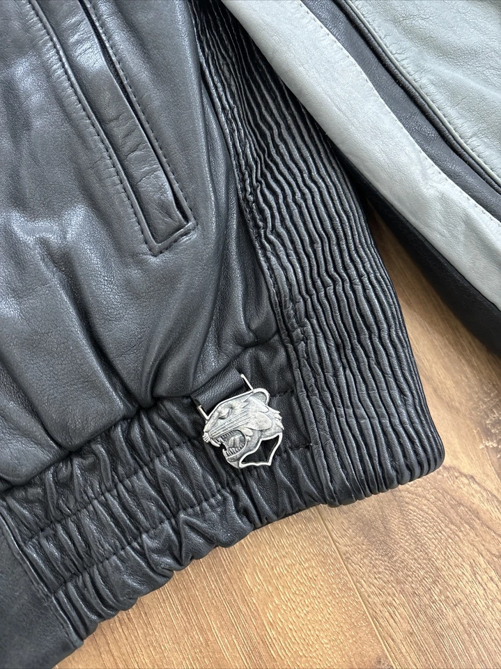 复古 Arcticwear 北极猫皮革衬垫雪地摩托赛车夹克 男式 M  — 第 3/4 张图片