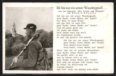Postcard operetta song Ich bin nur ein poorer journeyman from Der Cousin aus Dingsda, 