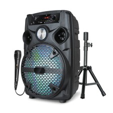 Portable Wireless Bluetooth Speaker 8in Woofer W/ Tripod Stand Mic Party Lights