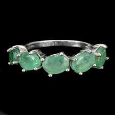 925 Sterling Silver Ring Oval Emerald 6x4mm Gemstone Jewelry 6.5