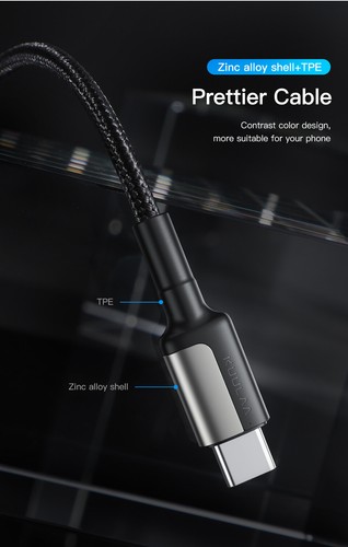 KUULAA 60W Type C to Type C Cable Braided QC3.0 PD Quick Charge Data. 0.5m 1m 2m - Picture 7 of 13