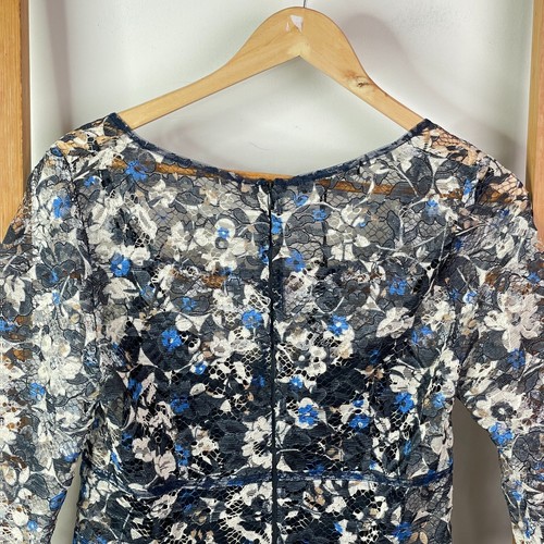 Moss & Spy Frida Bodycon Dress Womens 10 Grey Floral Lace Midi Short Sleeve NWT - Picture 8 of 14