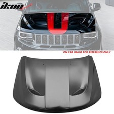 Fits 11-21 Jeep Grand Cherokee Trackhawk Style Front Hood Cover Black Aluminum Fits 11-21 Jeep Grand Cherokee Trackhawk Style Front Hood Cover Black Aluminum